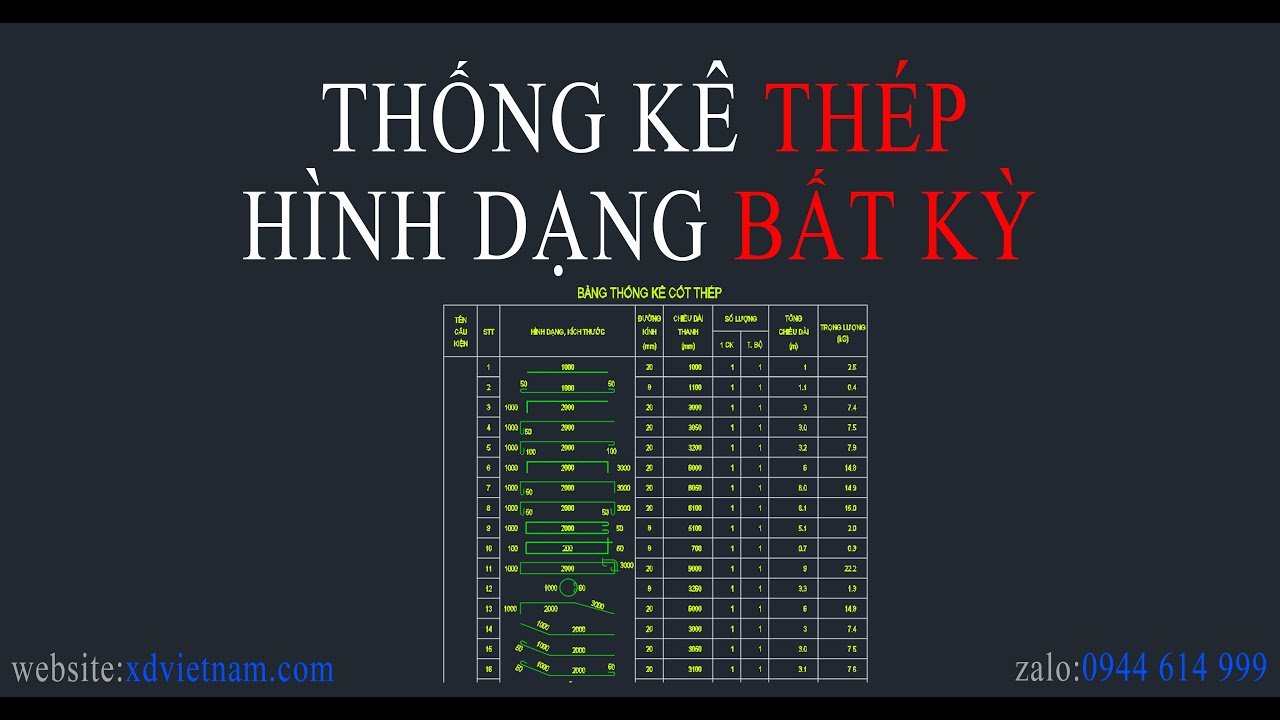 Thống kê thép hình dạng bất kỳ trên AutoCAD